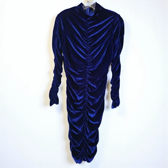 CBR Blue Velvet Long Sleeve Bodycon Dress XL - Picture 2 of 10